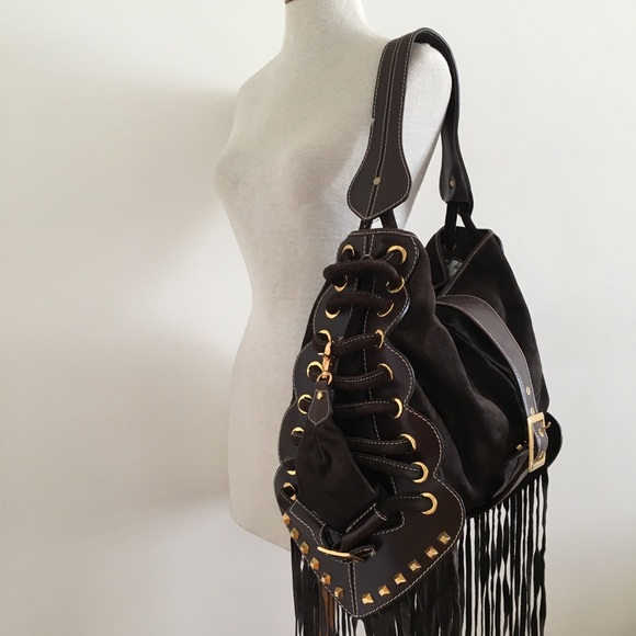 HUGE DSQUARED2 Suede Bag with Extra Long Fringe - Picture 6 of 8
